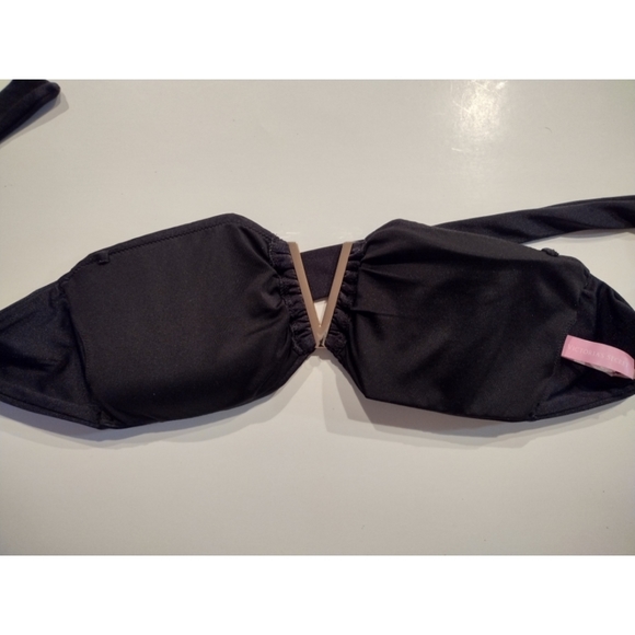 Victoria's Secret black bikini top with gold V - Picture 2 of 5